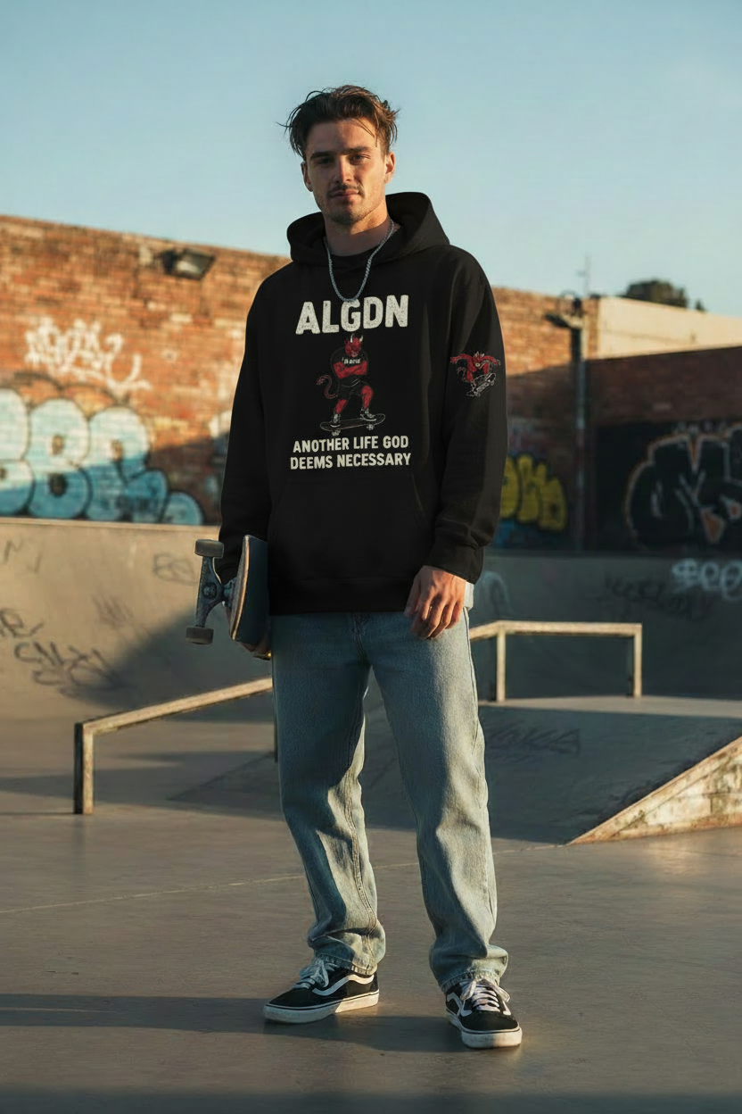 ALGDN Black Hoodie On Model