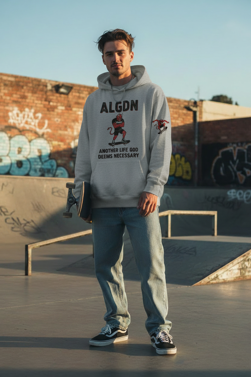 ALGDN Grey Hoodie On Model