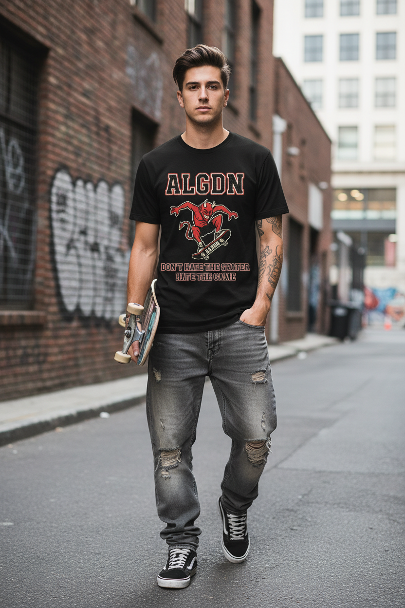ALGDN Skate Shirt On Model