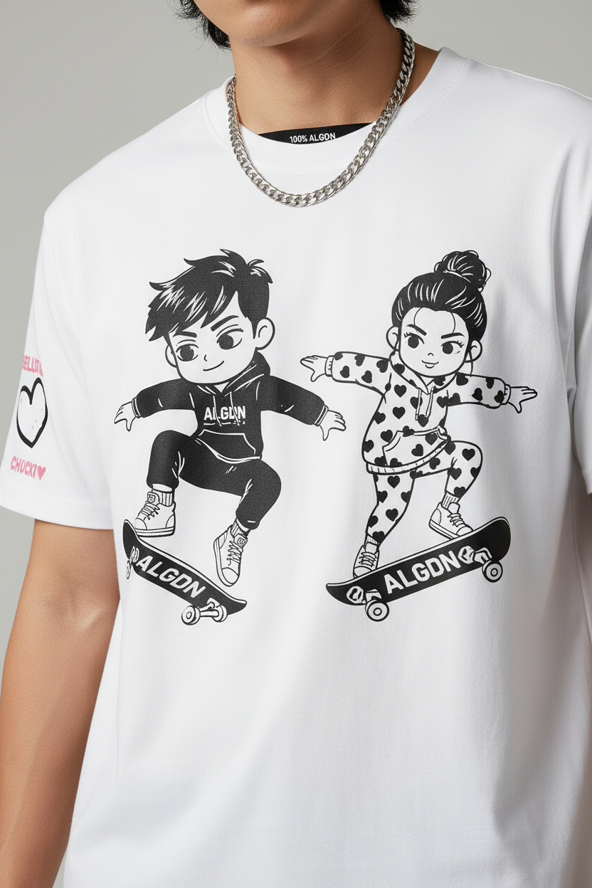 ALGDN Skate Tee On Model - Zoomed