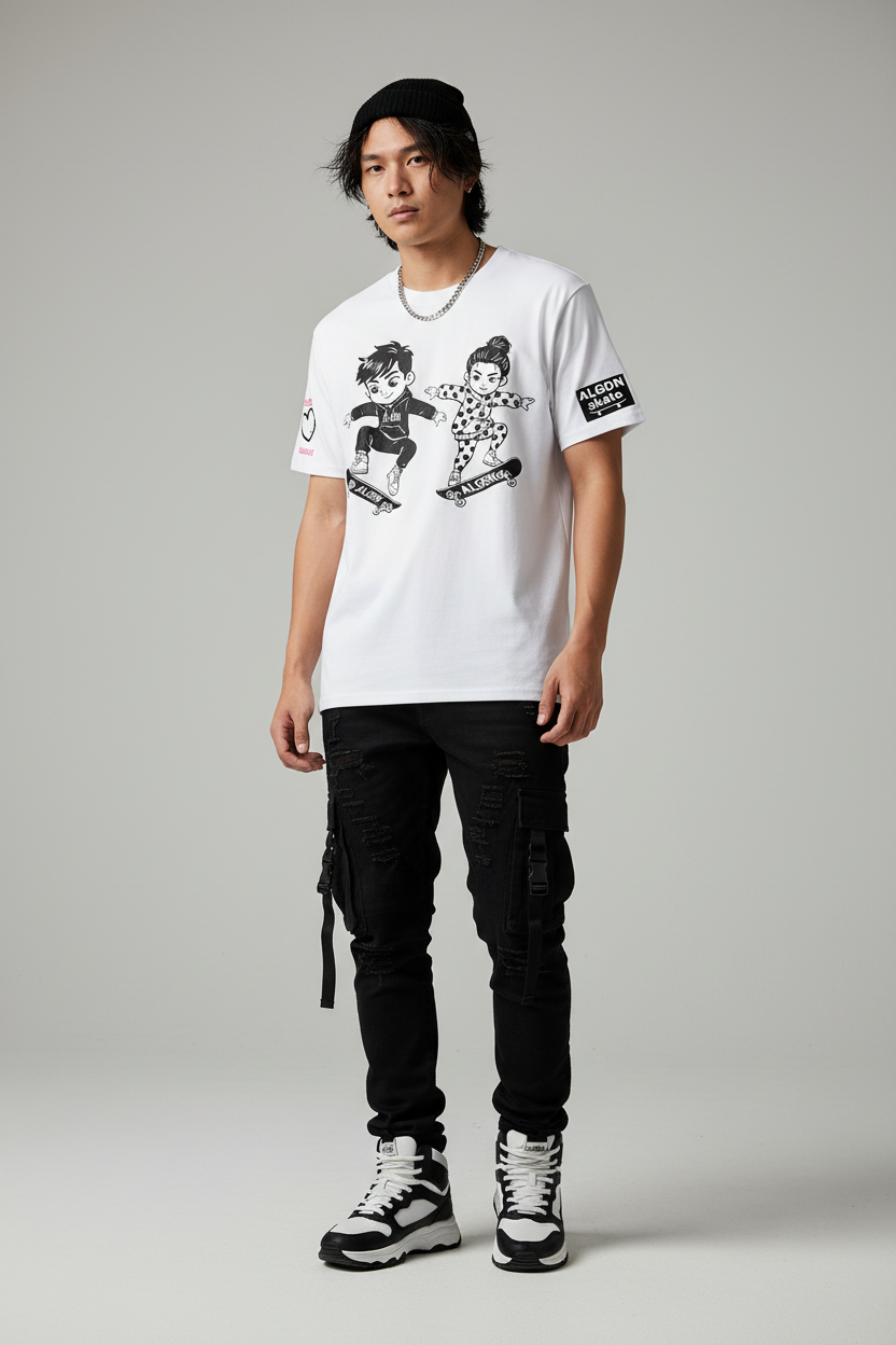 Bellota & Chucky ALGDN Skate Tee On Model