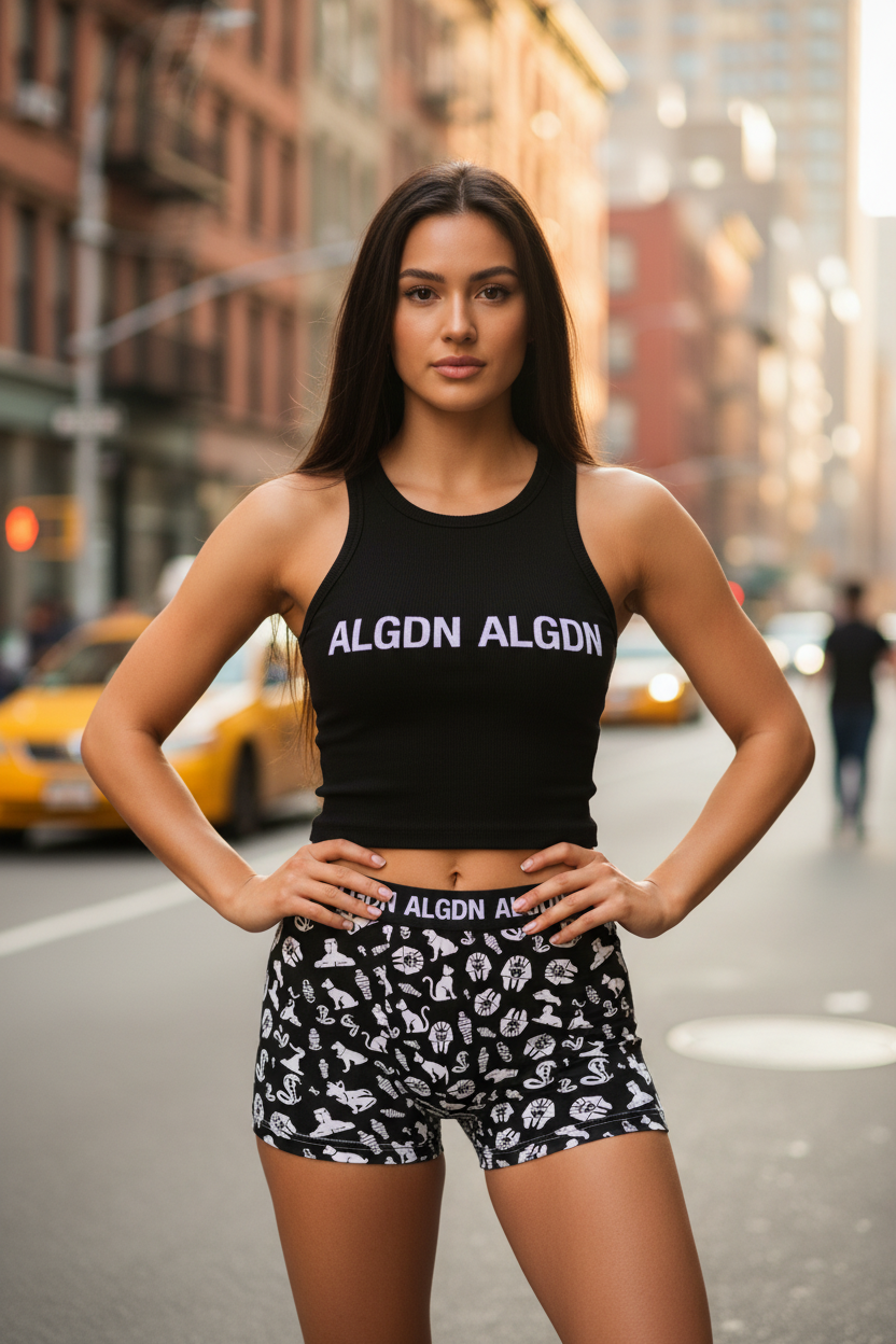 Egypt Icons Black Set + Double ALGDN Tank - Female Model NYC