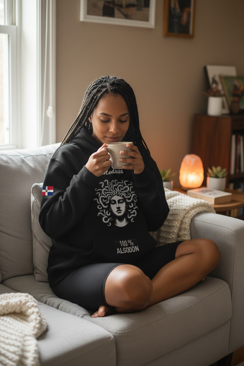 Medusa Hoodie - Haitian Model Cozy Bedroom