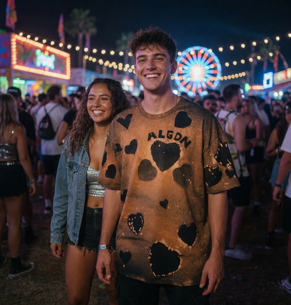 ALGDN Art Bleached Black Hearts Tee