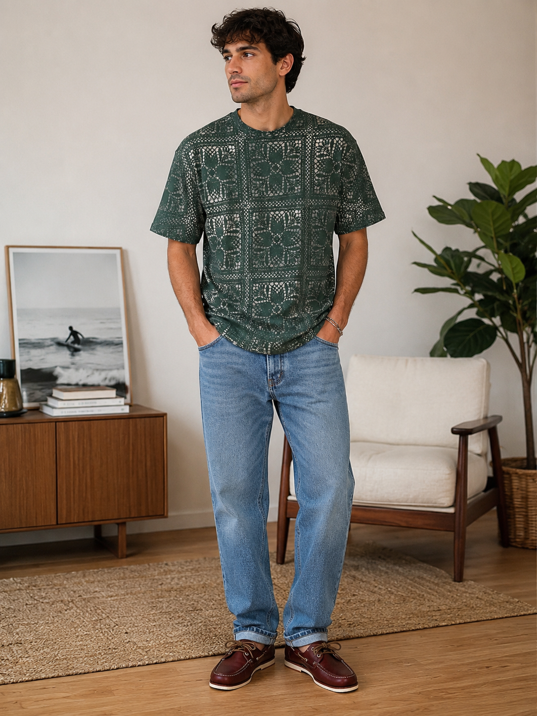 ALGDN Art Sacred Green Print Tee